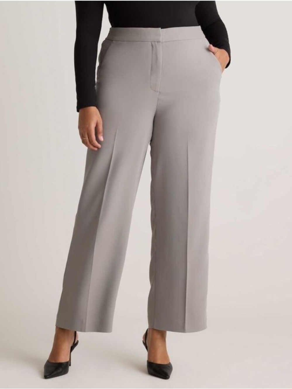 Quince Women's Stretch Crepe Classic Trouser Pants Coastal Grey size 6